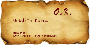 Orbán Karsa névjegykártya